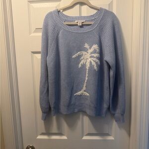 Women’s Tommy Bahama Light Blue Sweater with Palm Design